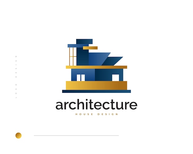 Elegant Modern and Minimalist Real Estate Logo Design Luxury Blue and Gold House Logo Design for Architecture or Construction Business Brand Identity