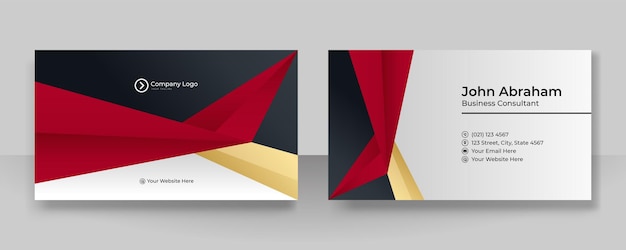 Элегантный современный профессиональный черный красный золотой дизайн визитной карточки шаблон фона