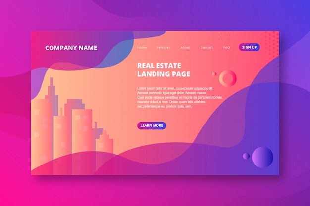 Elegant modern real estate landing page template