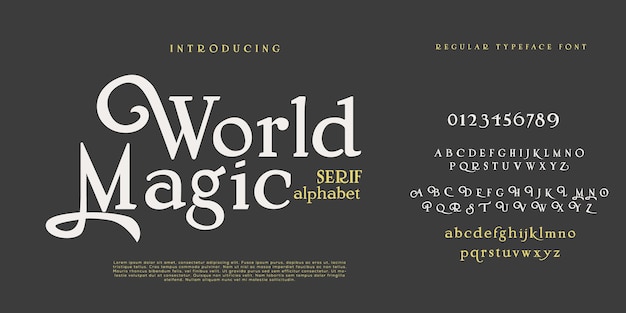 Elegant and modern serif alphabet font uppercase and numberfonts victorian typeface