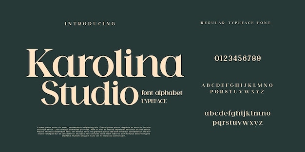 Vector elegant and modern serif alphabet font uppercase and numberfonts victorian typeface