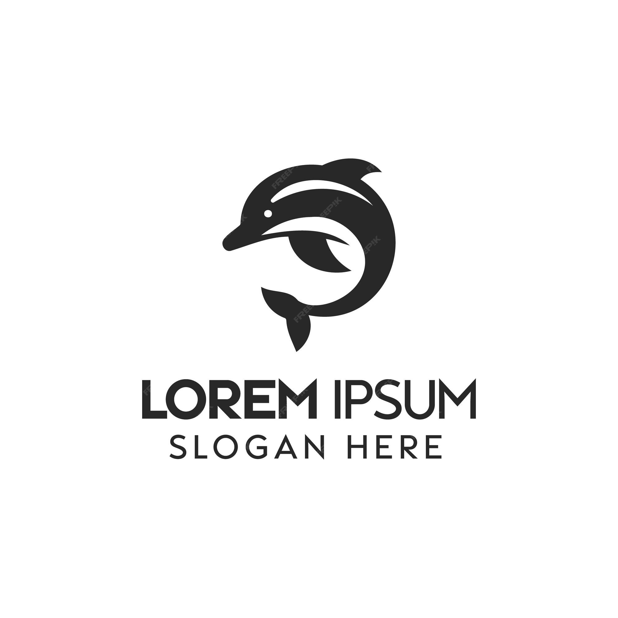 Premium Vector | Elegant monochrome dolphin logo illustration for a
