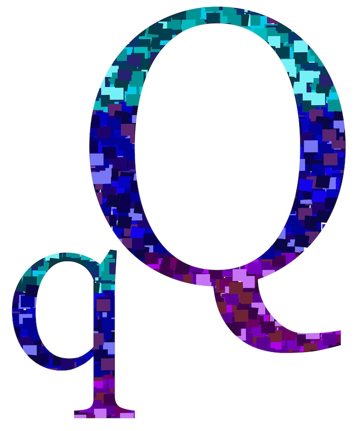 वेक्टर elegant mosaicstyle q letter design in deep blues and purplesperfect for creative branding projet