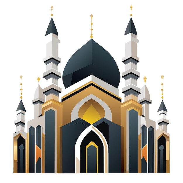Elegant Mosque Illustration on a Clean White