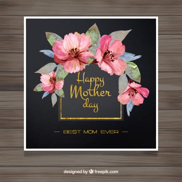 Vector elegant mother's day card with watercolor pink flowers