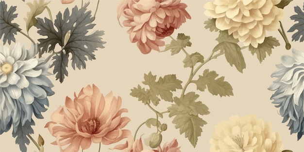 Vector elegant naadloos patroon met schattige prachtige botanische planten bloemen mooie textuur in het land.