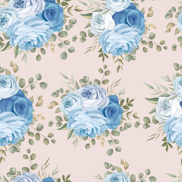 Elegant naadloos patroonontwerp blauwe bloemen