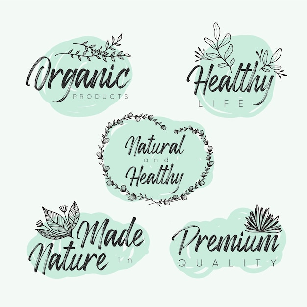 Vector elegant nature cosmetics logos set