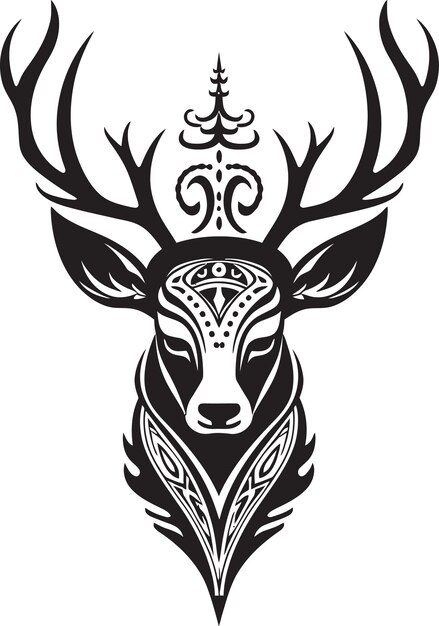 Vector elegant nature s pride deer icon design wildlife majesty black vector deer symbol