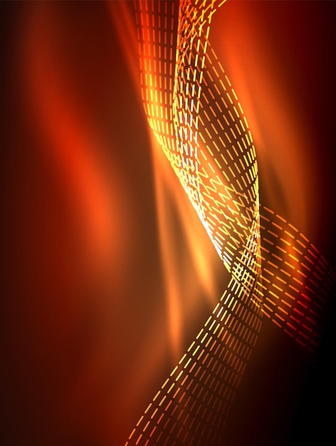 Элегантные неоновые полосы с гладкими волнами с световыми эффектами Векторная иллюстрация