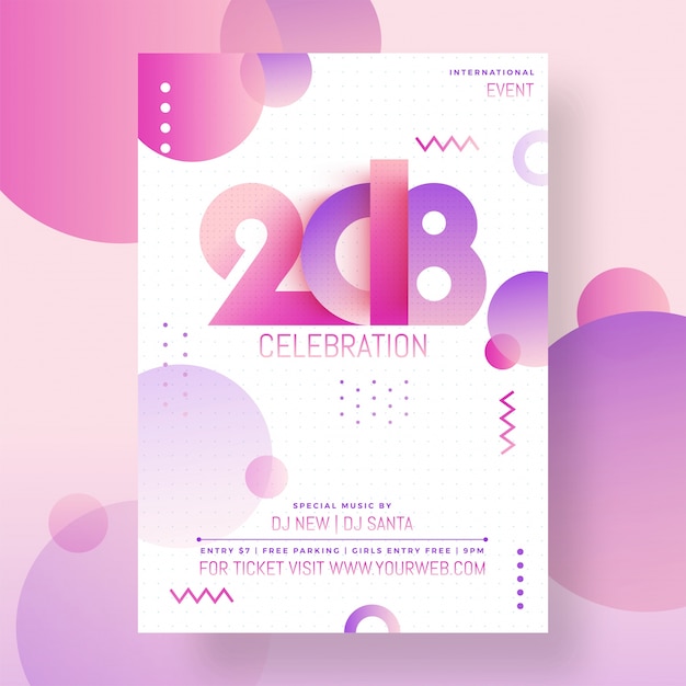 Vector elegant new year 2018 party poster, banner or flyer design.