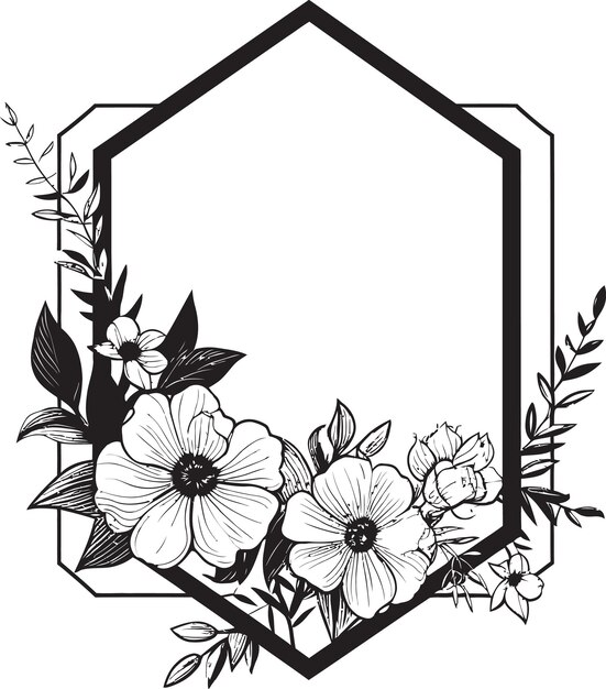 Vector elegant noir petal sketch black vector emblem minimalistic floral elements hand rendered icon