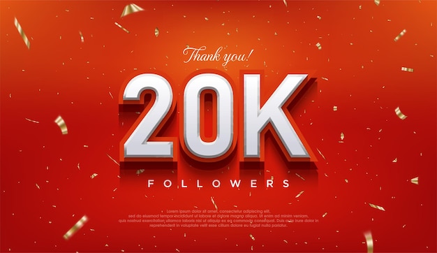 Elegant number to thank 20K followers the latest premium vector design