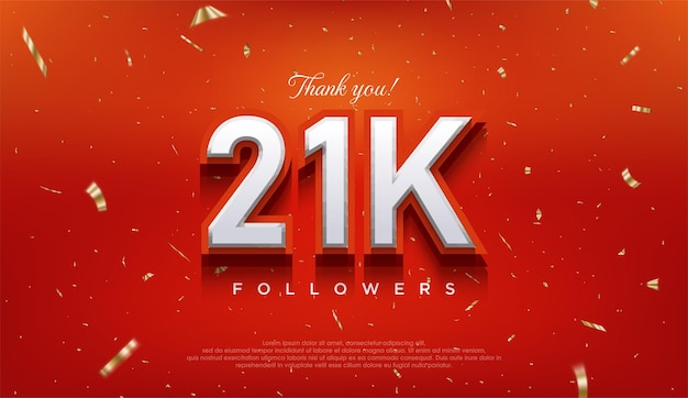 Elegant number to thank 21k followers the latest premium vector design