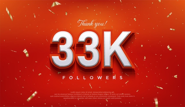 Elegant number to thank 33k followers the latest premium vector design