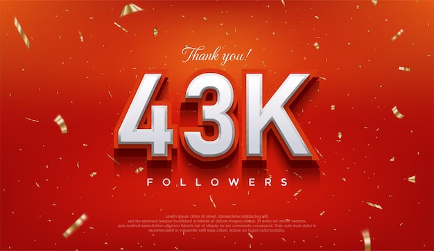Elegant number to thank 43k followers the latest premium vector design