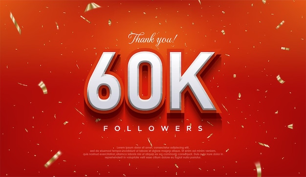 Vector elegant number to thank 60k followers the latest premium vector design