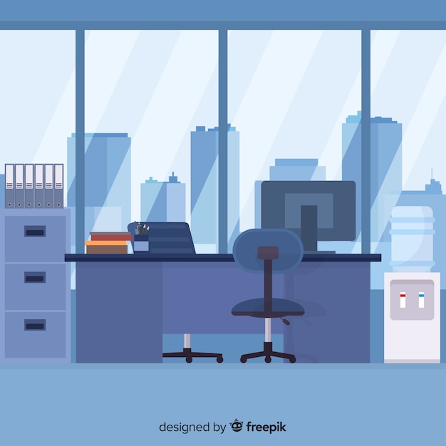 Vector elegant office interior with flat design