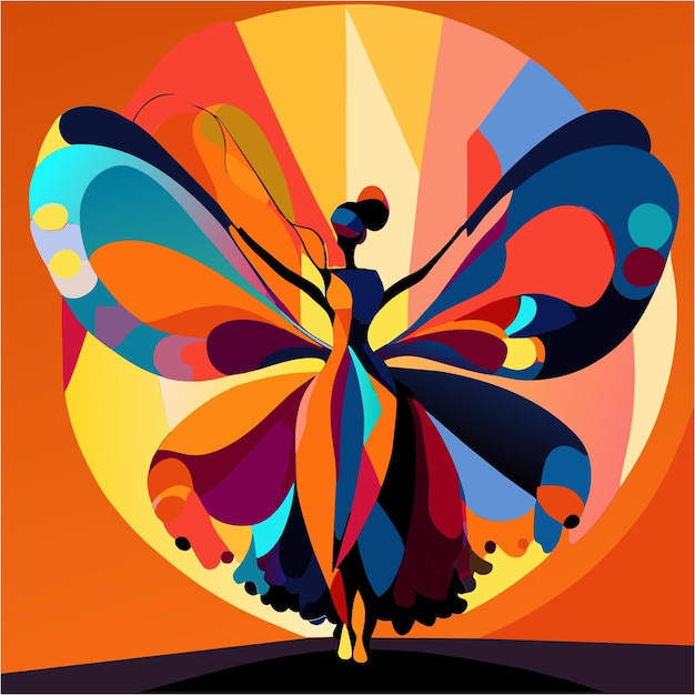 Vector elegant oil paint rendering of the butterfly ballet