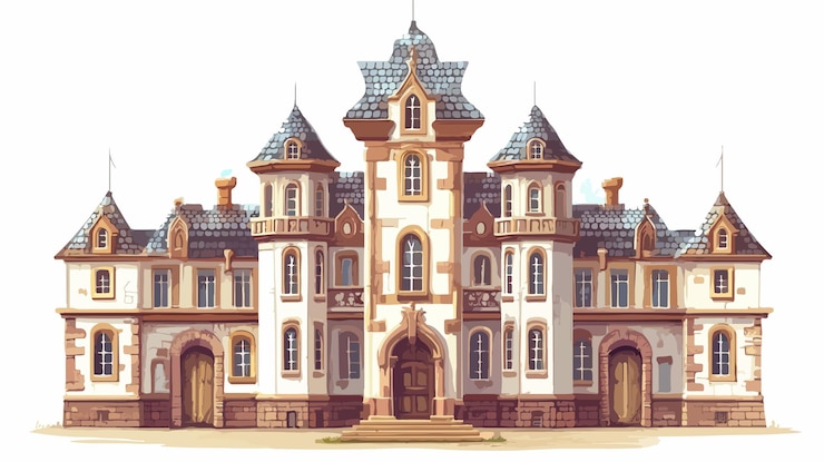 Vector elegant old medieval university building in baroque style