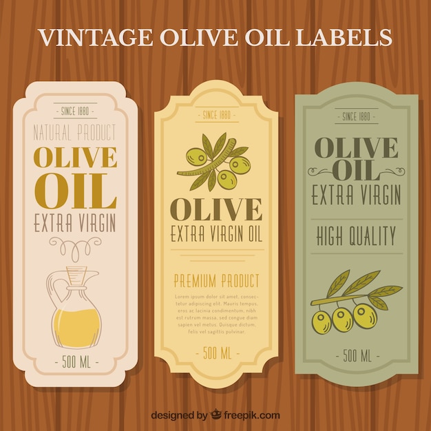 Elegant olive oil stickers