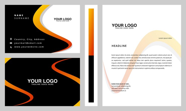 Vector elegant orange business card and letterhead design