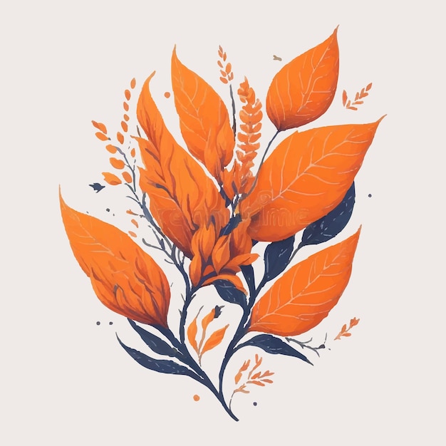 Vector elegant orange leaves border with and decoration