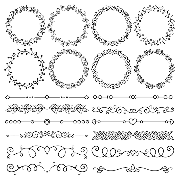 Vector elegant ornamental element collection