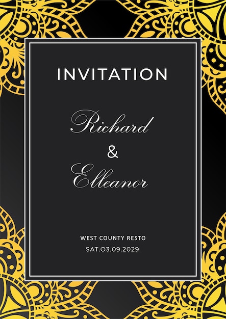 Elegant Ornamental Wedding Invitation Illustration Template