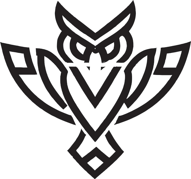 Vector elegant owl symbol with geometric shapes and soft colors