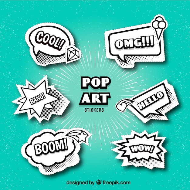 Vector elegant pack of comic stickers