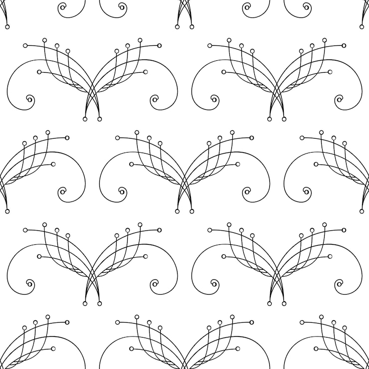 Vector elegant pastel black thin line damask seamless pattern on white. thin line decoration.