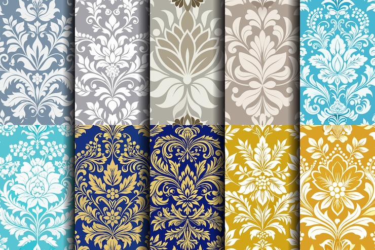 वेक्टर elegant patterned wallpapers in a mix of vibrant and muted colors