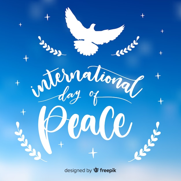 Elegant peace day background with white dove