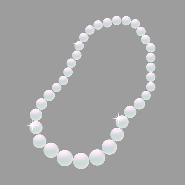 Elegant Pearl Necklace on Grey Background EPS 10