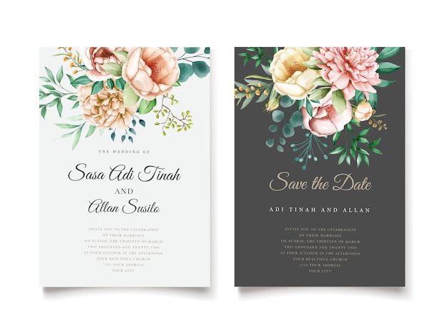 Elegant peonies wedding invitation design