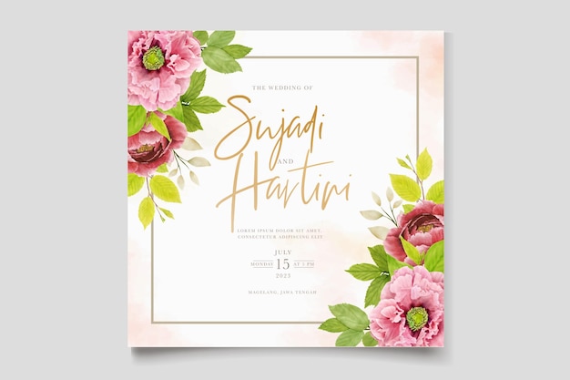 elegant peony wreath border and frame design