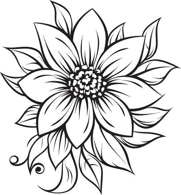 Vector elegant petal vector iconic grace monochrome bloom artistry emblematisch ontwerp