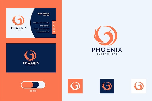 Elegant phoenix logo design and business card