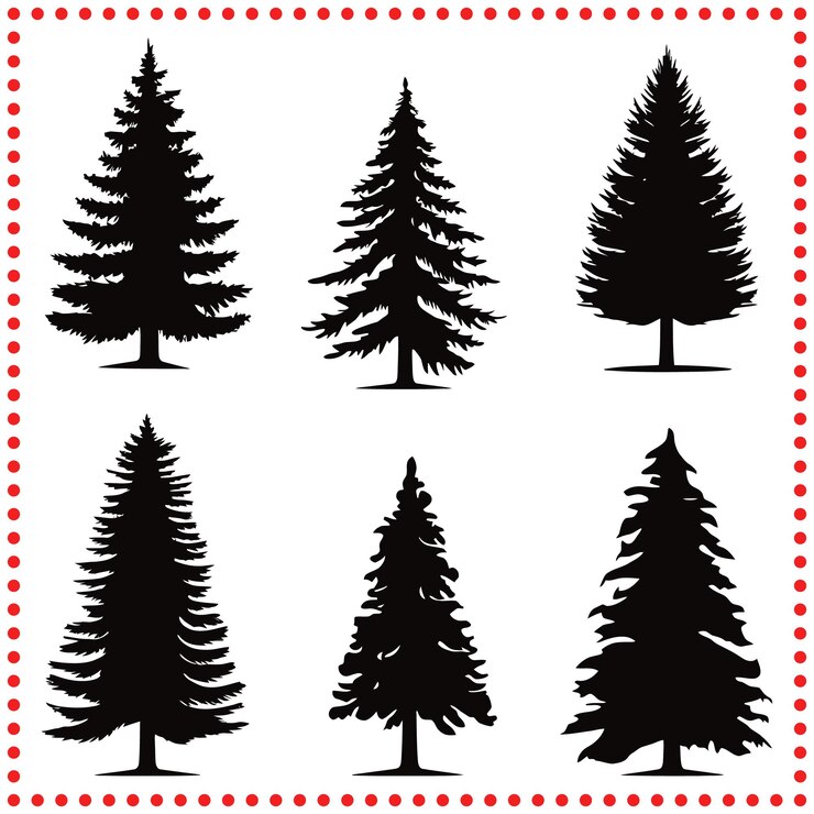Vector elegant pine tree silhouette vector collection for natural designs