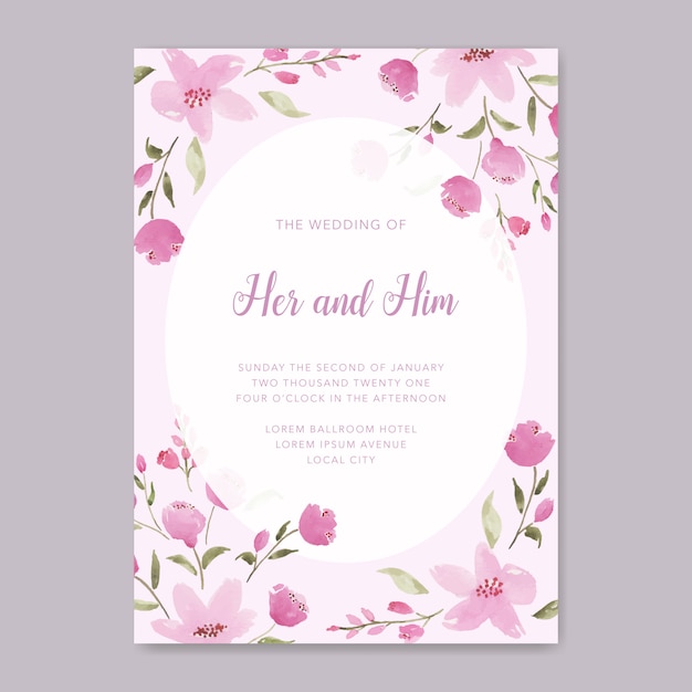 Elegant pink floral wedding invitation theme