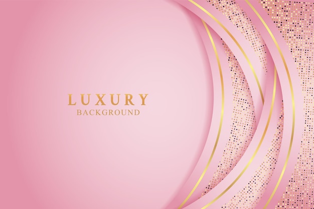 Vector elegant pink luxury background concept with shiny gold and glitter texture