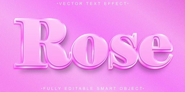 Elegant Pink Shiny Rose Vector Volledig bewerkbaar Smart Object Text Effect