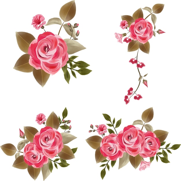 Elegant Pink Watercolor Rose Wedding arrangments set