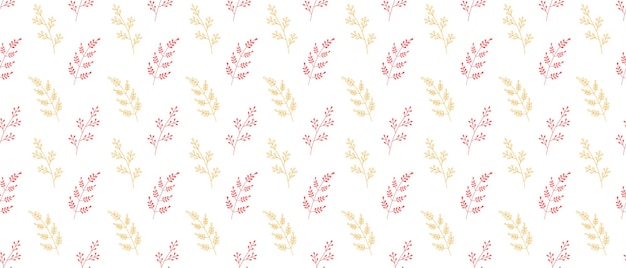 Elegant plant seamless pattern. Vector illustration of simple field plants.