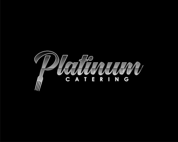 Vector elegant platinawoord voor logo-ontwerp voor catering