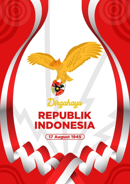 Vector elegant poster templates indonesië onafhankelijkheidsdag met garuda pancasila bird vector illustratie