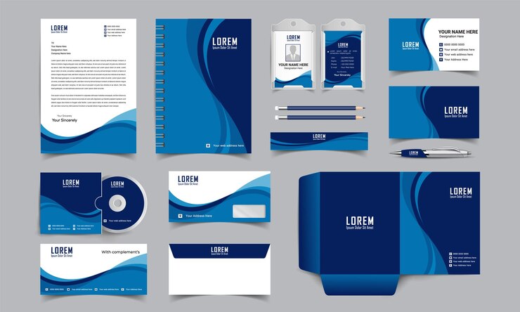 Elegant professional corporate stationery items set