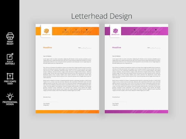 Elegant professional modern corporate business print ready letterhead design bundles