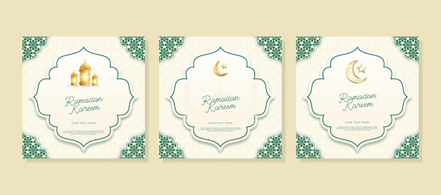 Vector elegant ramadhan social media template with mosque lantern stars and moon vector